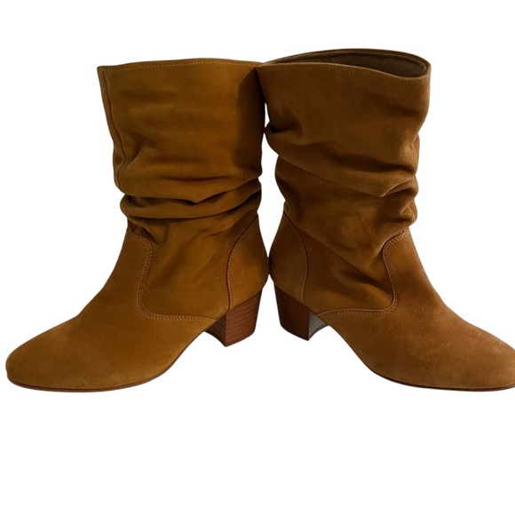 Casual by Gemo Tan Gathered Suede Booties 37(6.5) - Picture 5 of 9